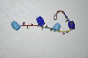 JAIPUR BLUE POTTERY JUG HANGING WITH KALBELIYA WORK - BLUE/TURQUOISE