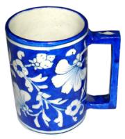 Neerja Beer Mug Blue Base with White Flower