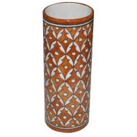 Brown and White Geometric design cylinder 10 inches
