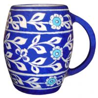 Blue and White Floral Design Beer Mug